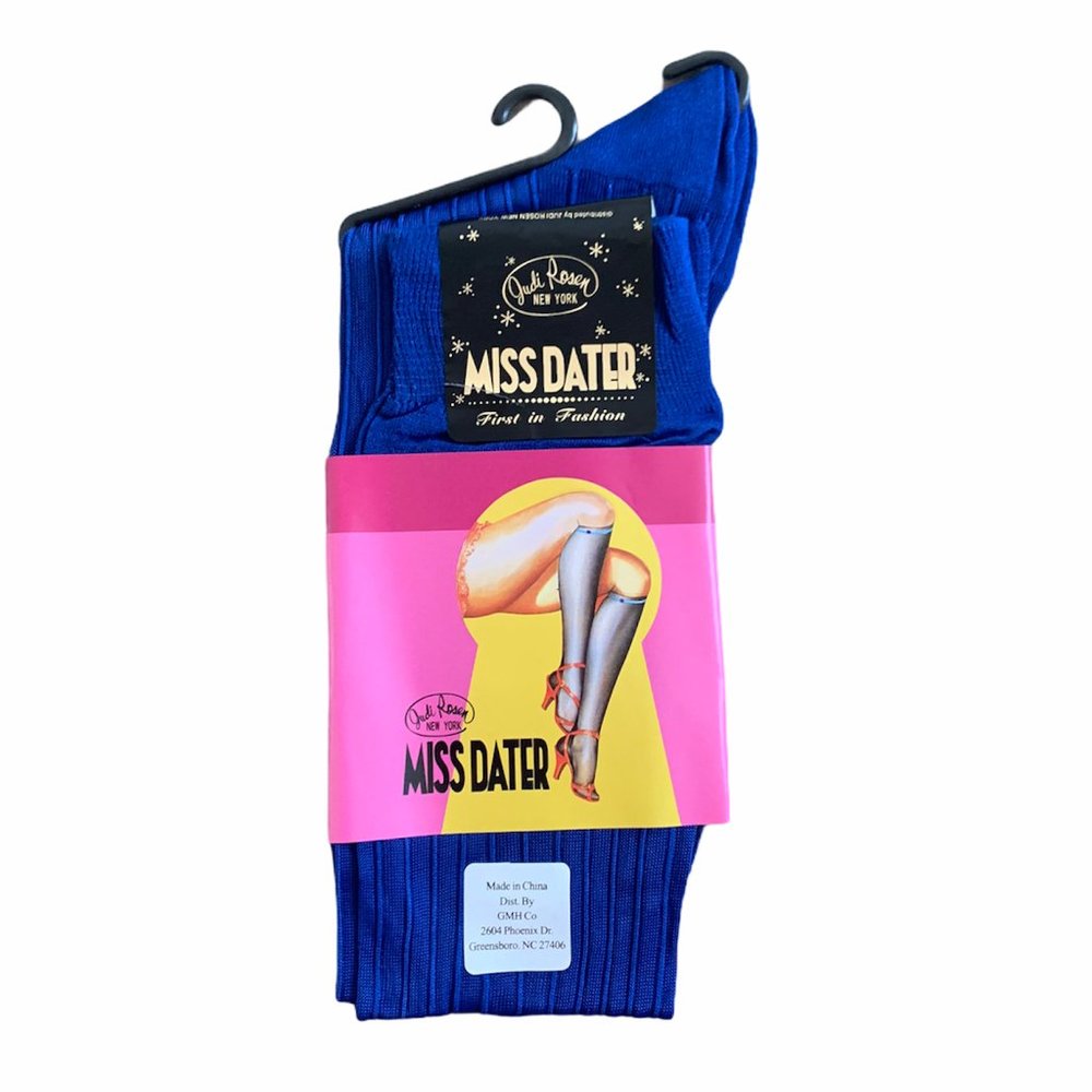 Vintage 1997 Judi Rosen Miss Dater Nylon Knee Hi Socks Stockings Dark Blue
